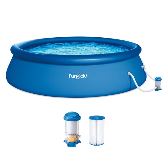 Funsicle 18' x 48" QuickSet Inflatable Ring Top Outdoor Above Ground Pool with Pump