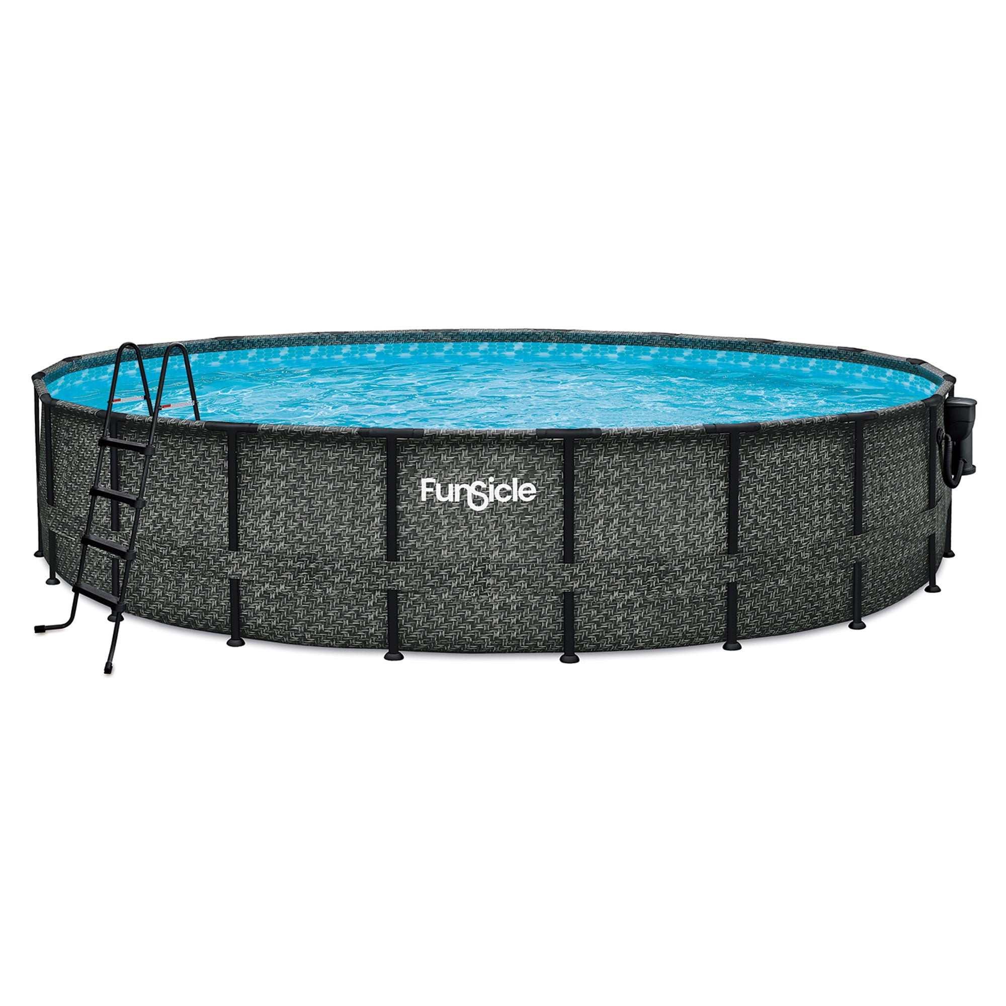 20' Round Gray Metal Frame Above Ground Pool with Filter Pump
