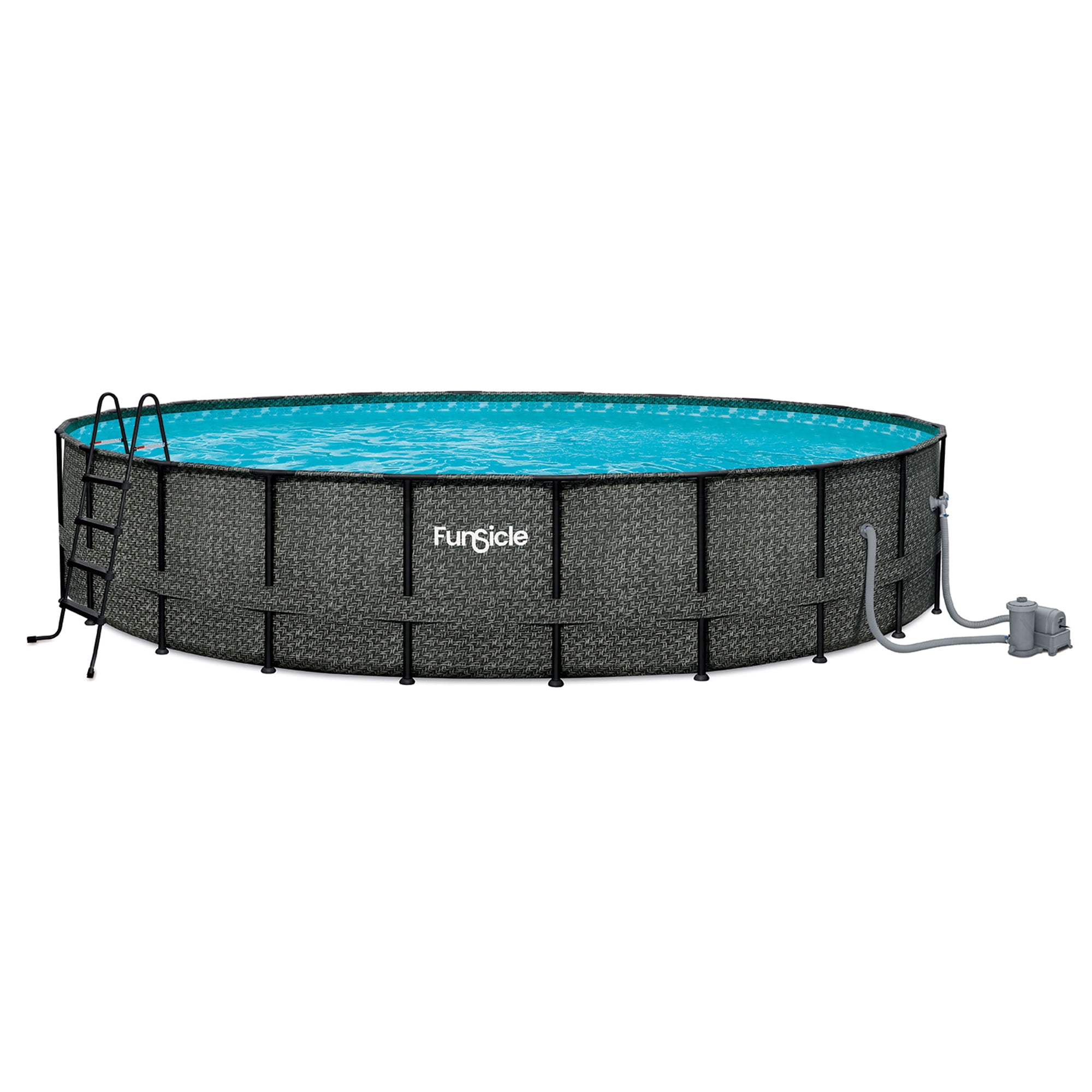 Funsicle 22ft x 52in Dark Herringbone Metal Frame Round Pool