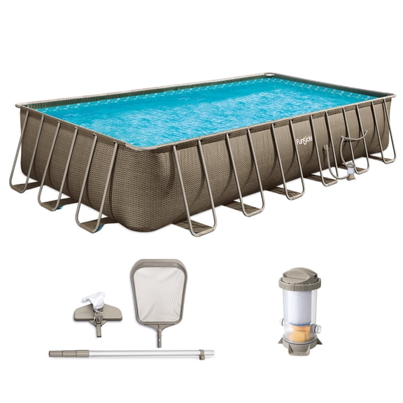 Funsicle 24 Ft Oasis Designer Lap Above Ground Pool with Pump, Rectangular Frame