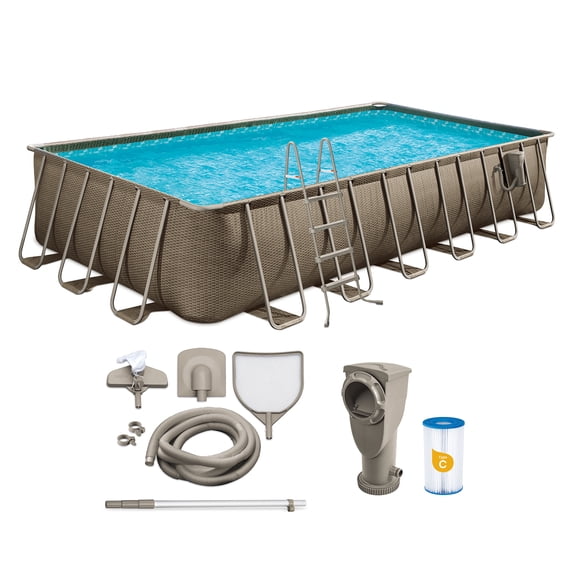 Funsicle 24 Ft Oasis Designer Lap Above Ground Pool with Pump, Rectangular Frame