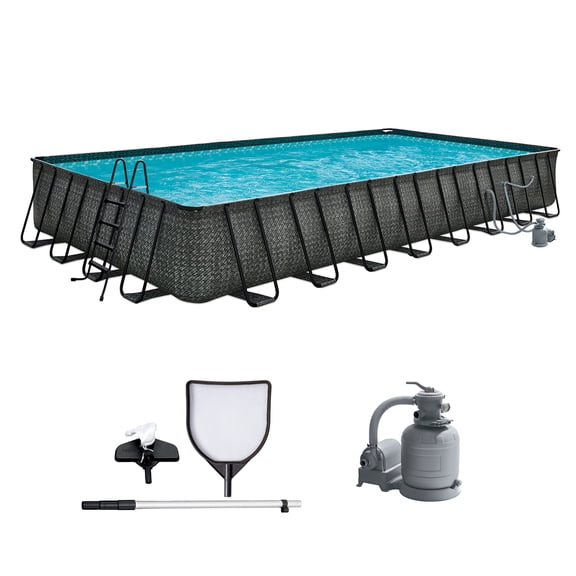 Funsicle 32' x 16' x 52" Oasis Designer Rectangular Above Ground Pool – Complete Set with Pump