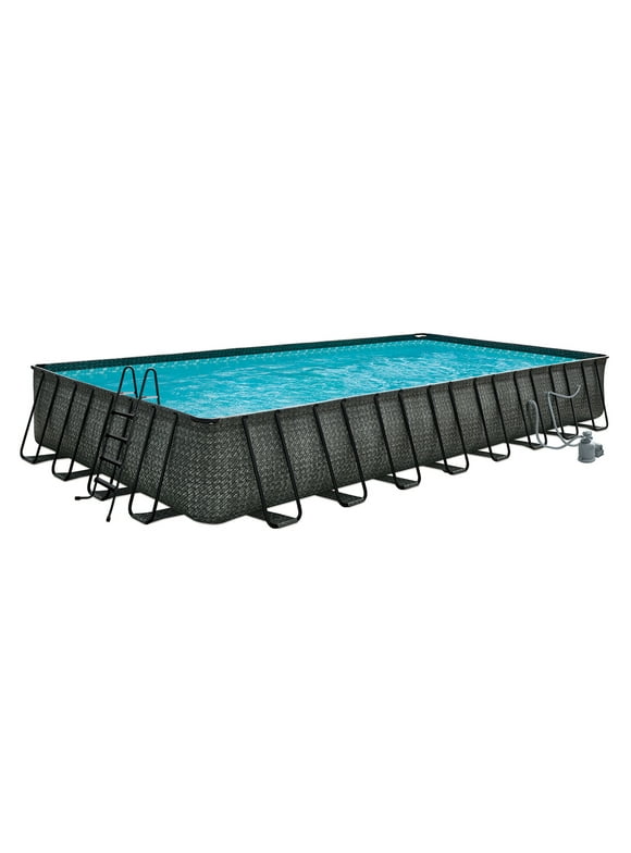 Funsicle 32' x 16' x 52" Oasis Rectangle Outdoor Above Ground Swimming Pool