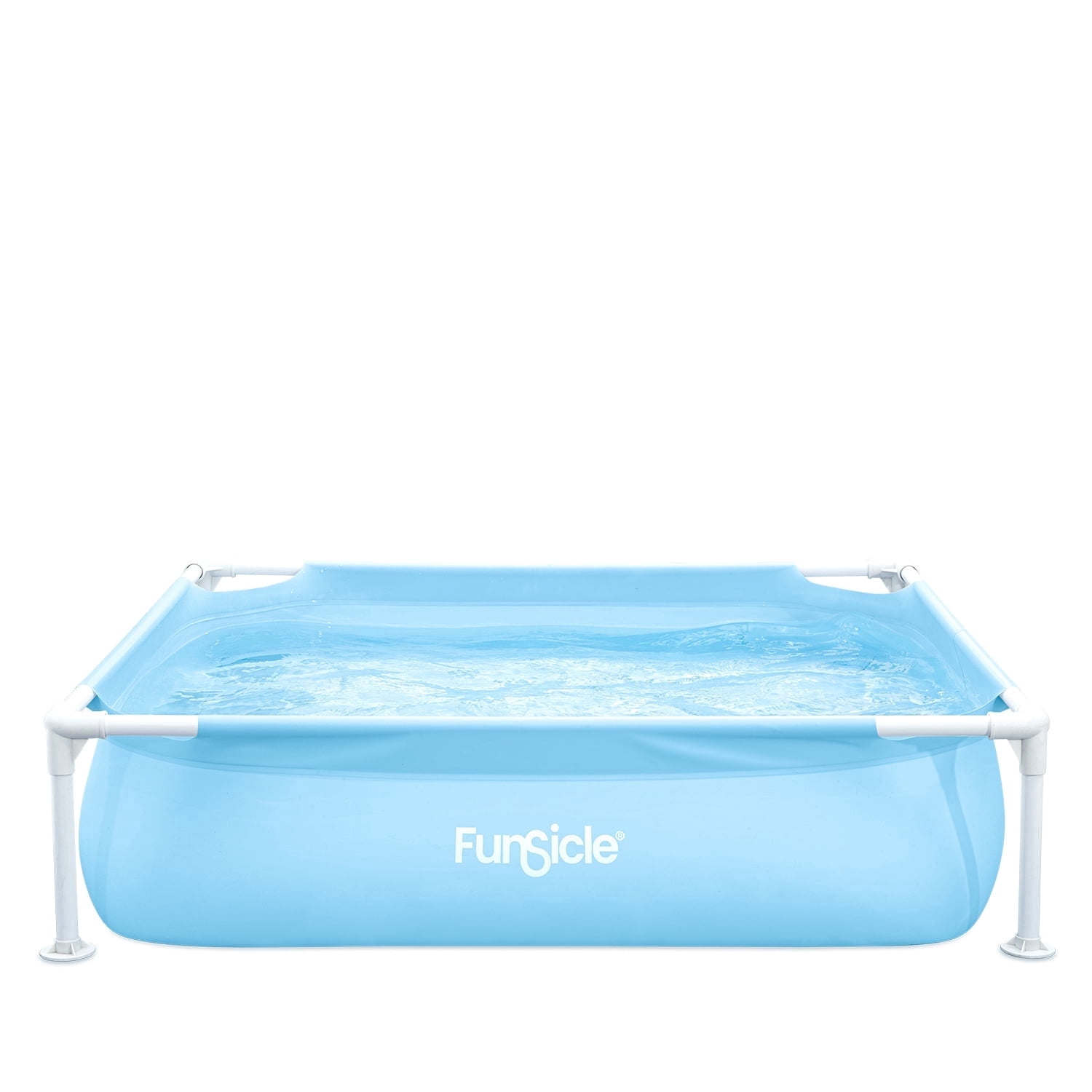 Funsicle Kids Fun Wading Splash Pool – Snap-In Metal Frame, 4’ x 4’ x 12”, Blue, Rectangular, Age 2 & up