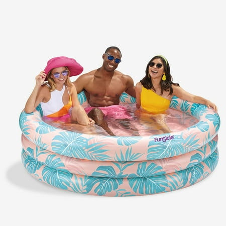 Funsicle 5.5ft Blue Palm Pool, Inflatable Swimming Pool, Multicolor, Round, Age 6 & up