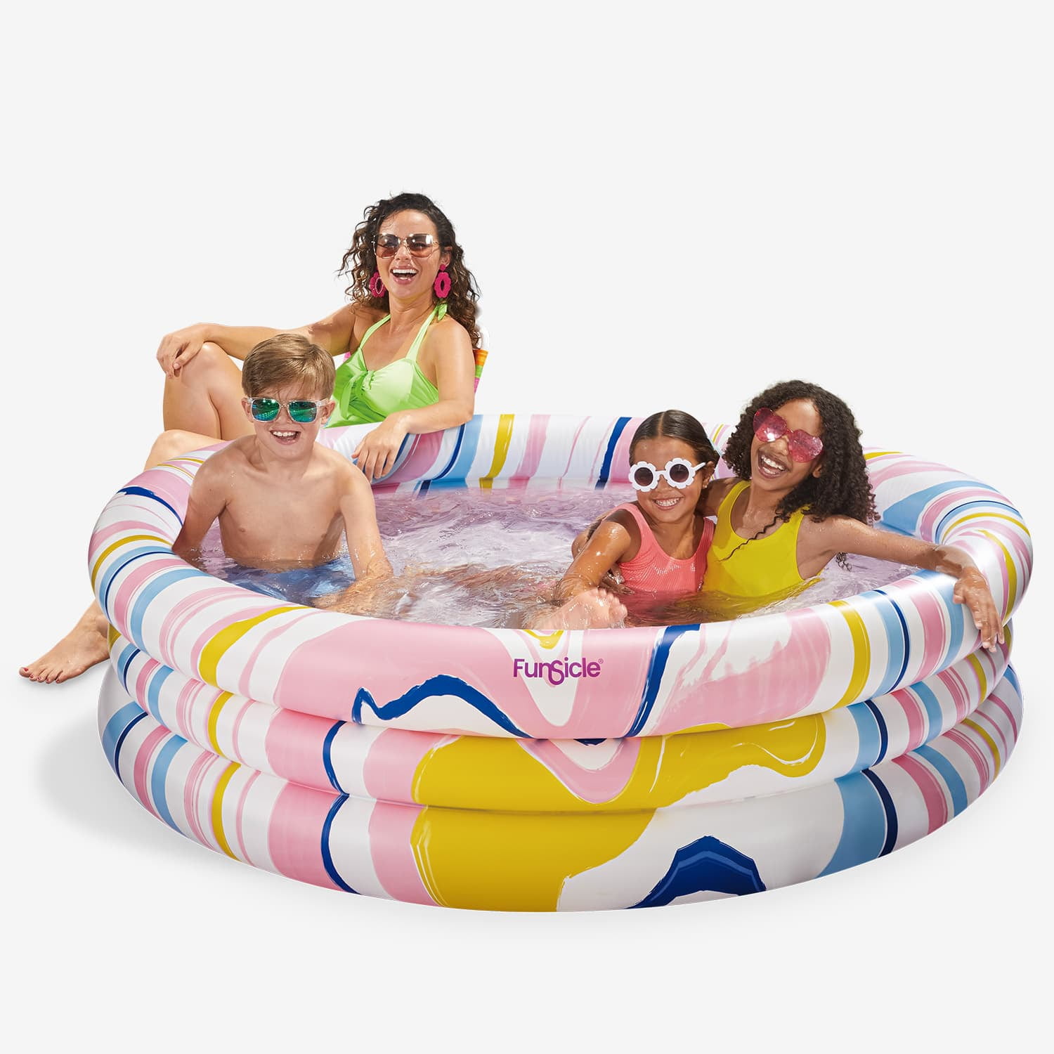 Funsicle 5.5ft Dream Swirl Pool, Inflatable 3-Ring Swimming Pool, Multicolor, Round, Age 6 & up