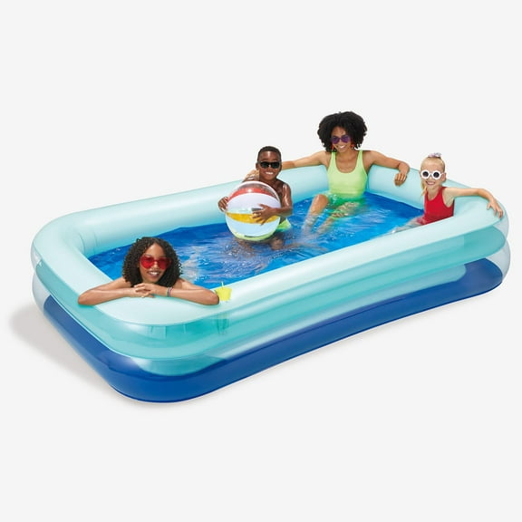 Funsicle 8.5ft SummerBlock Pool, Inflatable Family Swimming Pool, Marine Blue, Rectangular, Age 6 & up