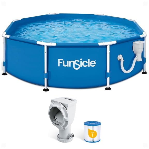 Funsicle 8'x30" Outdoor Activity Round Frame Above Ground Swimming Pool Set