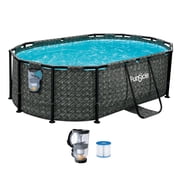 Funsicle 910" Oasis Designer Above Ground Pool with Pump, Oval Frame, Dark Herringbone