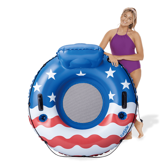 Funsicle Americana Sports Lounge, 4ft Inflatable Pool Float, Stars & Stripes, Age 14 & up