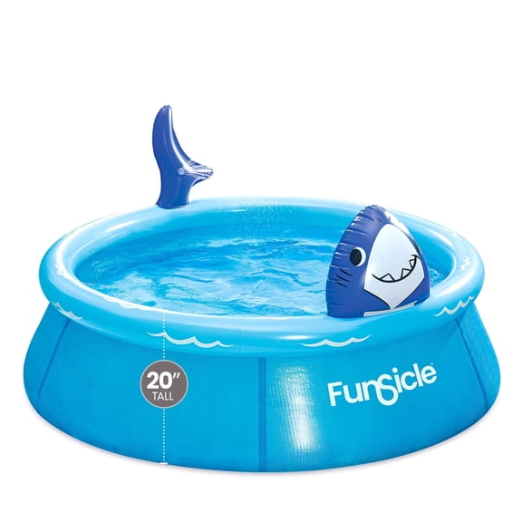 Funsicle Blue Shark QuickSet Above Ground Swimming Pool  with Water Sprayer, 6' x 20", For Kids & Adults, Round, Blue