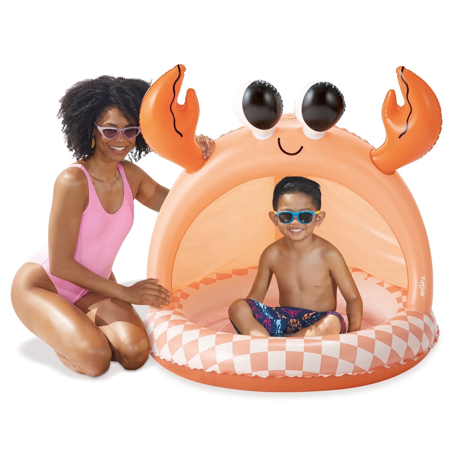 Funsicle Happy Snappy Crab Shaded Inflatable Kids Splash Pool, 40" x 40" x 38", Ages 1 to 3