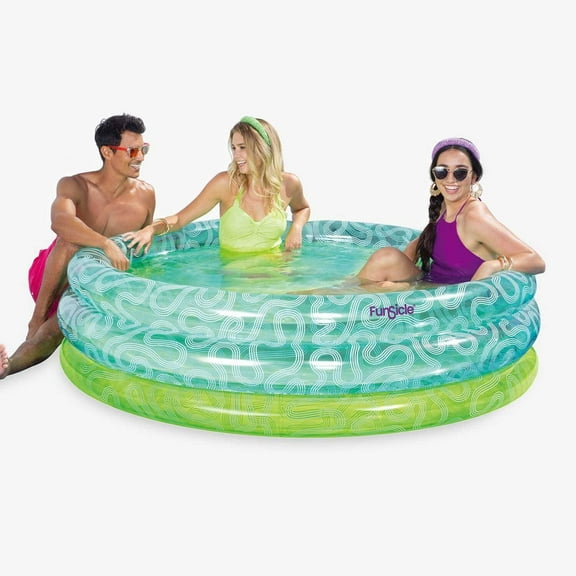 Funsicle Lagoon Blue Squiggle 3-Ring Inflatable Swimming Pool, Round, Age 6 & up