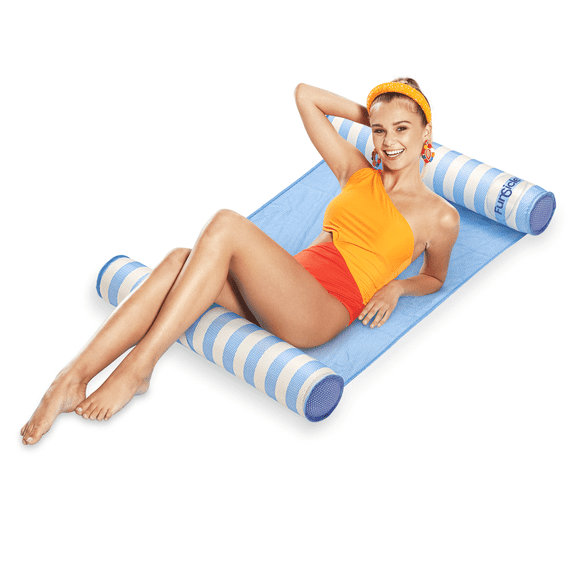 Funsicle LuxeMesh Hammock Lounge, 4ft Inflatable Fabric Pool Float, Stripes, Age 14 & up
