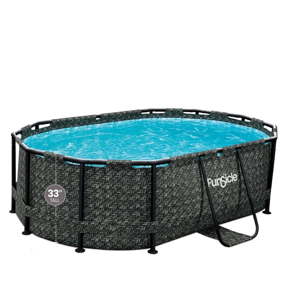 Funsicle Oasis 9'10" x 6'7" Oval Above Ground Swimming Pool, Herringbone