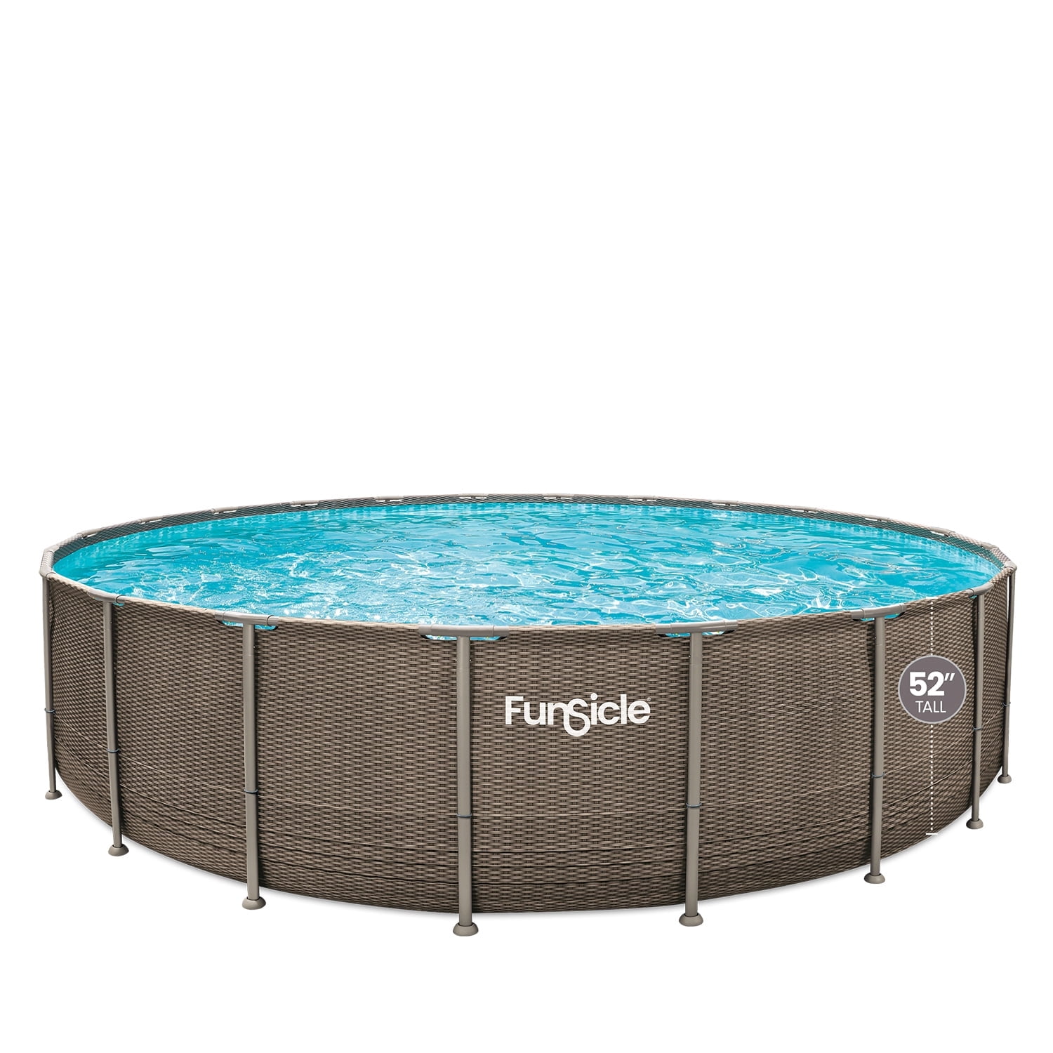 Funsicle Oasis Designer Above Ground Metal Frame Swimming Pool Set – with FB1800S AutoSkimmer Pump, Ladder, Cover, Cloth & Deluxe Maint. Kit, 22' x 52", Round, Double Rattan