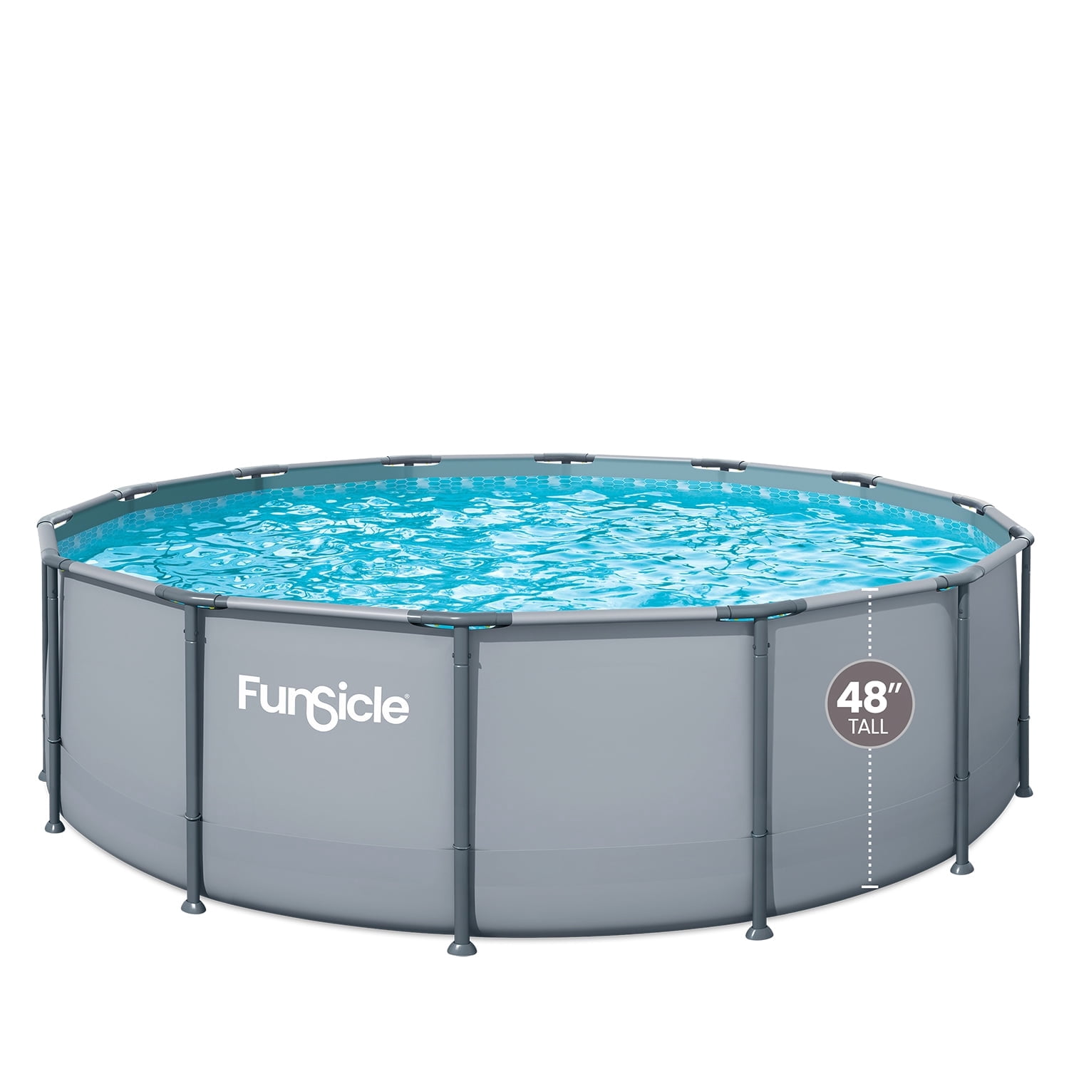 Funsicle Oasis Above Ground Metal Frame Swimming Pool Set – with FB1800S AutoSkimmer Pump, Ladder, Cover, Cloth & Deluxe Maint. Kit, 16' x 48", Round, Gray