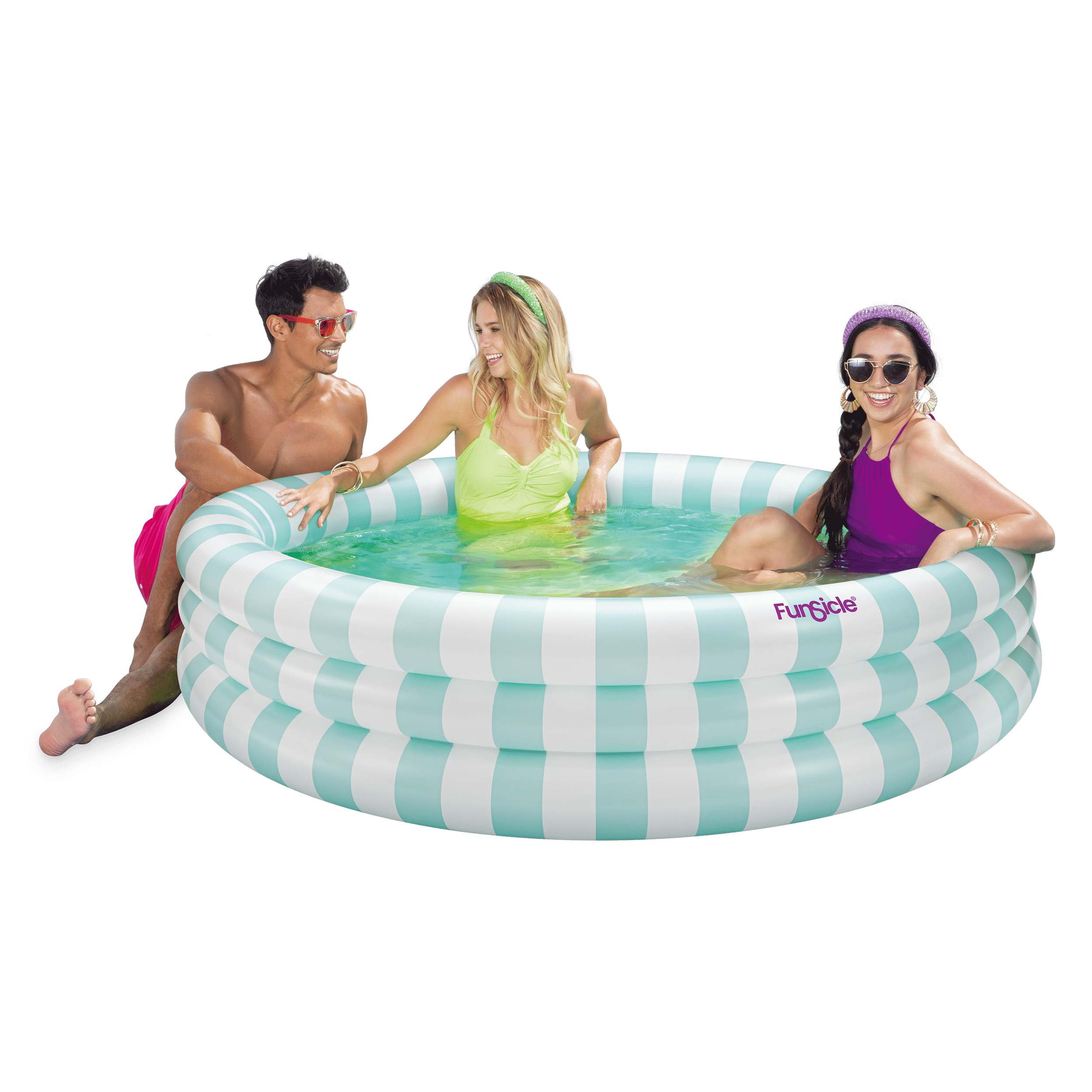 Funsicle Pastel Stripes Inflatable Pool For Kids & Adults, 5.5' x 18", Age 6 and up