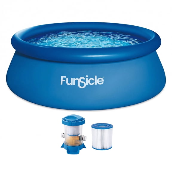Funsicle QuickSet 8' x 30" Round Inflatable Top Ring Above Ground Swimming Pool Set