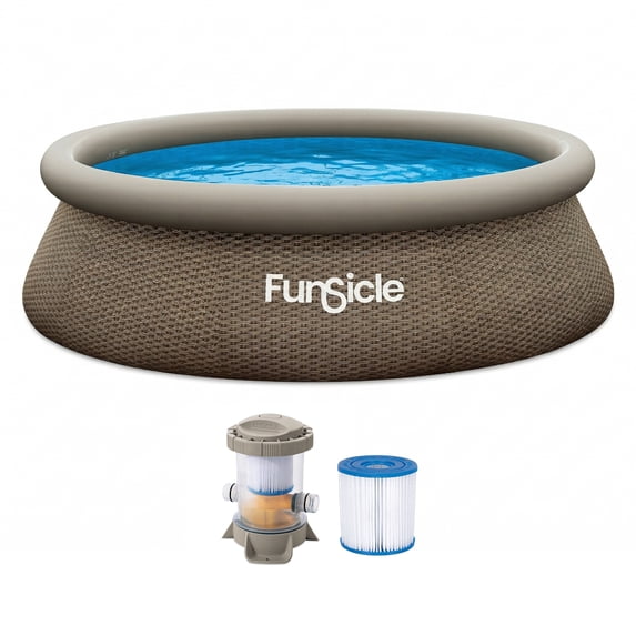 Funsicle Quickset 10’ x 30” Round Inflatable Top Ring Above Ground Swimming Pool Set