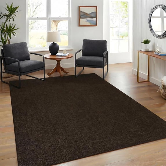 Funslane 10' x 13' Washable Area Rug, Modern Woven Carpet, Non-Slip & Stain-Resistant Floor Cover, for Living Room, Bedroom & Dining Room, Brown