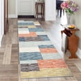thumbnail image 1 of Memoryfield 2' x 6' Modern Geometric Patchwork Runner Rug, Washable Low-Pile Non-Slip Soft Carpet, for Kitchen, Bedroom, Gray/Orange, 1 of 7