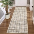 thumbnail image 1 of Memoryfield 2' x 6' Washable Plaid Runner Rug, Modern Non-Slip, Stain-Resistant Floor Carpet for Bedroom, Entryway, Kitchen, Dining Room & Dorm, Beige, 1 of 6