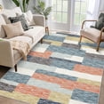 thumbnail image 1 of Memoryfield 4' x 6' Modern Geometric Patchwork Area Rug, Washable Low-Pile Non-Slip Soft Carpet, for Living Room, Bedroom, Gray/Orange, 1 of 7