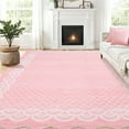 thumbnail image 1 of Funslane 5' x 7' Washable Scalloped Area Rug, Modern Neutral Farmhouse Floor Carpet, for Living Room Bedroom Apartment, Pink, 1 of 10