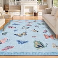 thumbnail image 1 of Memoryfield 6' x 9' Modern Butterfly Print Area Rug, Washable, Non-Slip, Low-Pile Carpet for Living Room, Bedroom, Blue, 1 of 6