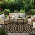 thumbnail image 1 of Funslane 8x10' Outdoor Rug, Reversible Plastic Patio Rugs with Storage Bag, Portable Modern Waterproof Outside Carpet for Camping, Balcony Deck Backyard, Black & Brown, 1 of 9