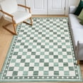 thumbnail image 1 of Memoryfield Checkered Area Rug 5' x 7', Washable, Non-Slip Low-Pile Carpet with Modern Geometric Design for Living Room, Bedroom & Dining Room, Green, 1 of 6