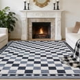 thumbnail image 1 of Memoryfield Checkered Area Rug 8' x 10', Washable, Non-Slip Low-Pile Carpet with Modern Geometric Design for Living Room, Bedroom & Dining Room, Black, 1 of 6