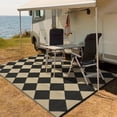 thumbnail image 1 of Memoryfield Outdoor Rug 9'x12' Waterproof, Reversible Lightweight Plastic Outside Carpet for Deck Balcony Porch Decor, Black and Coffee, 1 of 8