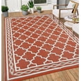 thumbnail image 1 of Memoryfield Waterproof Outdoor Rug 10x14ft for Patios, Plastic Straw Rug Outside Carpet Mats for Picnic, Backyard, Deck, Balcony, Porch, Beach, Red & White, 1 of 9