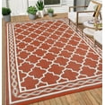 thumbnail image 1 of Funslane Waterproof Outdoor Rug 10x14ft for Patios, Plastic Straw Rug Outside Carpet Mats for Picnic, Backyard, Deck, Balcony, Porch, Beach, Red & White, 1 of 9