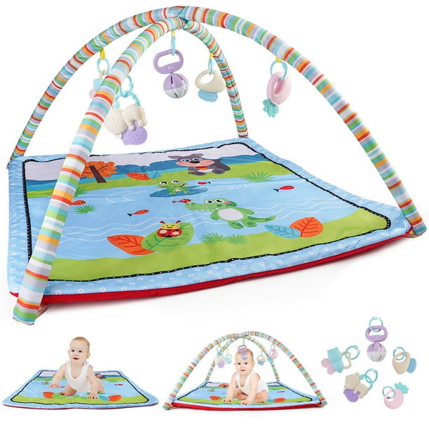 Funsmile Baby Gym Play Mat Activity Mat with 5 Toys for Sensory and