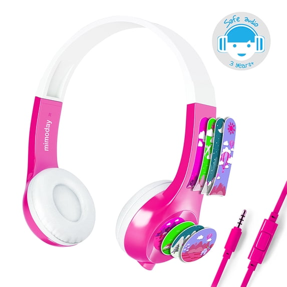 Funsmile Kids Headphones Wired Headphones for Kids with 3.5 MM Foldable On-Ear Headse Kids Headphones for Smartphone Tablet Computer MP3 / 4 Pink
