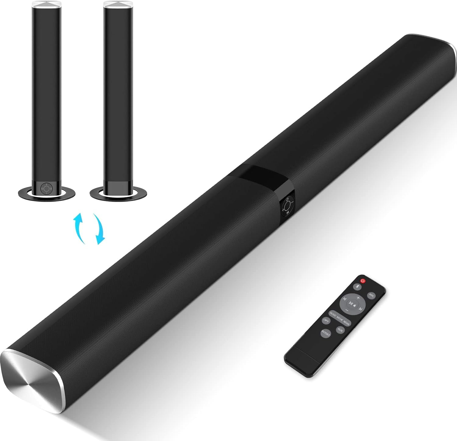 Funsmile Sound Bar for TV Soundbar Bluetooth & Wired 2in1 Detachable Wall Mountable Home