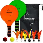 Funsparks Paddle Ball Game Jazzminton Deluxe with LED Birdie - Indoor/Outdoor Game for Kids, Teens and Adults