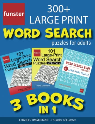 Pre-Owned Funster 300+ Large Print Word Search Puzzles for Adults - 3 Books in 1: Giant value pack of word search for adults large print, seniors welcome Paperback