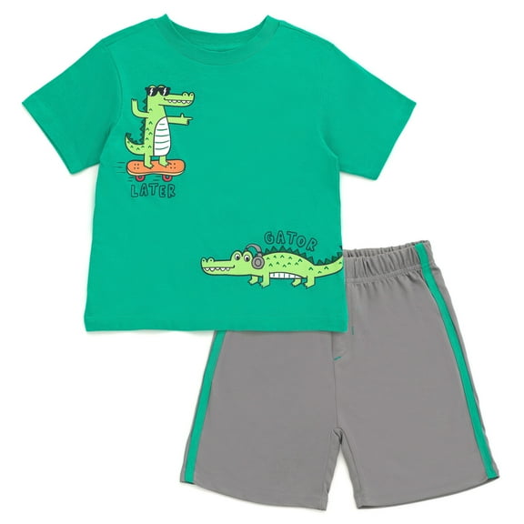 Funstuff Alligator Later Gator T-Shirt and Mesh Shorts Outfit Set Toddler to Little Kid