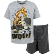 Funstuff Construction Truck Little Boys T-Shirt and Mesh Shorts Outfit Set Toddler to Little Kid