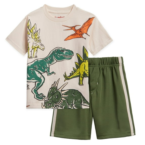 Funstuff Dinosaur Little Boys T-Shirt and Mesh Shorts Outfit Set Toddler to Little Kid