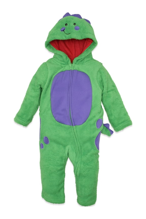 Infant Baby Boys Fleece Zip Up Costume Coverall Tail Infant to Toddler