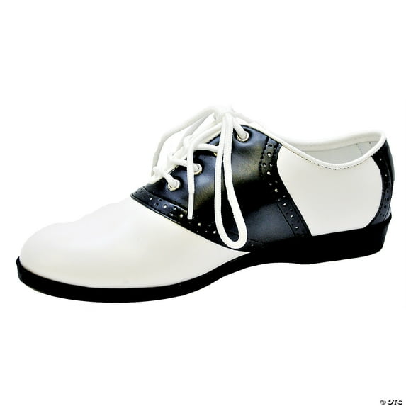Funtasma Womens Saddle Flat Shoes, Medium Closed Toe Black and White, Size 9