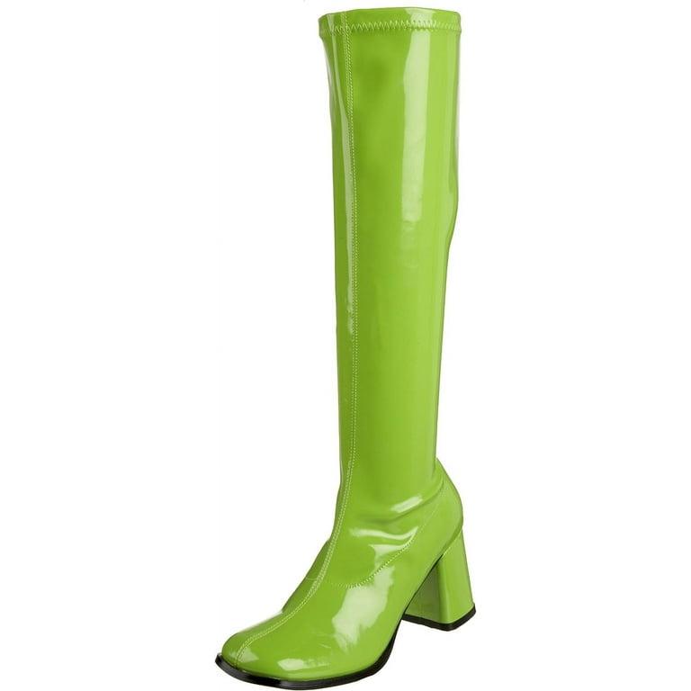 Knee High Pleaser Gogo 300 Funtasma By Pleaser Women's Gogo-300 Boot Lime Stretch Patent