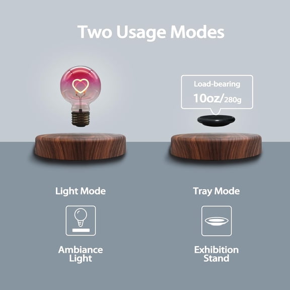 Funtastech Levitating Lamp Magnetic Floating Display Stand Tray for Plants and Ornaments with LED Night Light