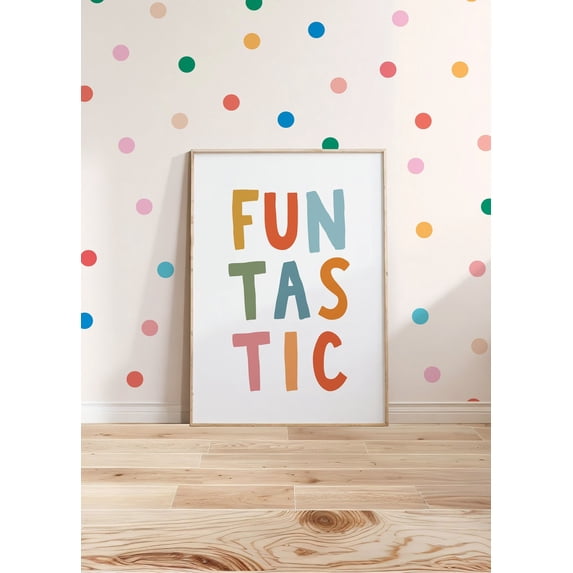 Funtastic Playroom Wall Art Rainbow Room Decor Positive Quotes Kids Room Art, Stretched Canvas 8x10in