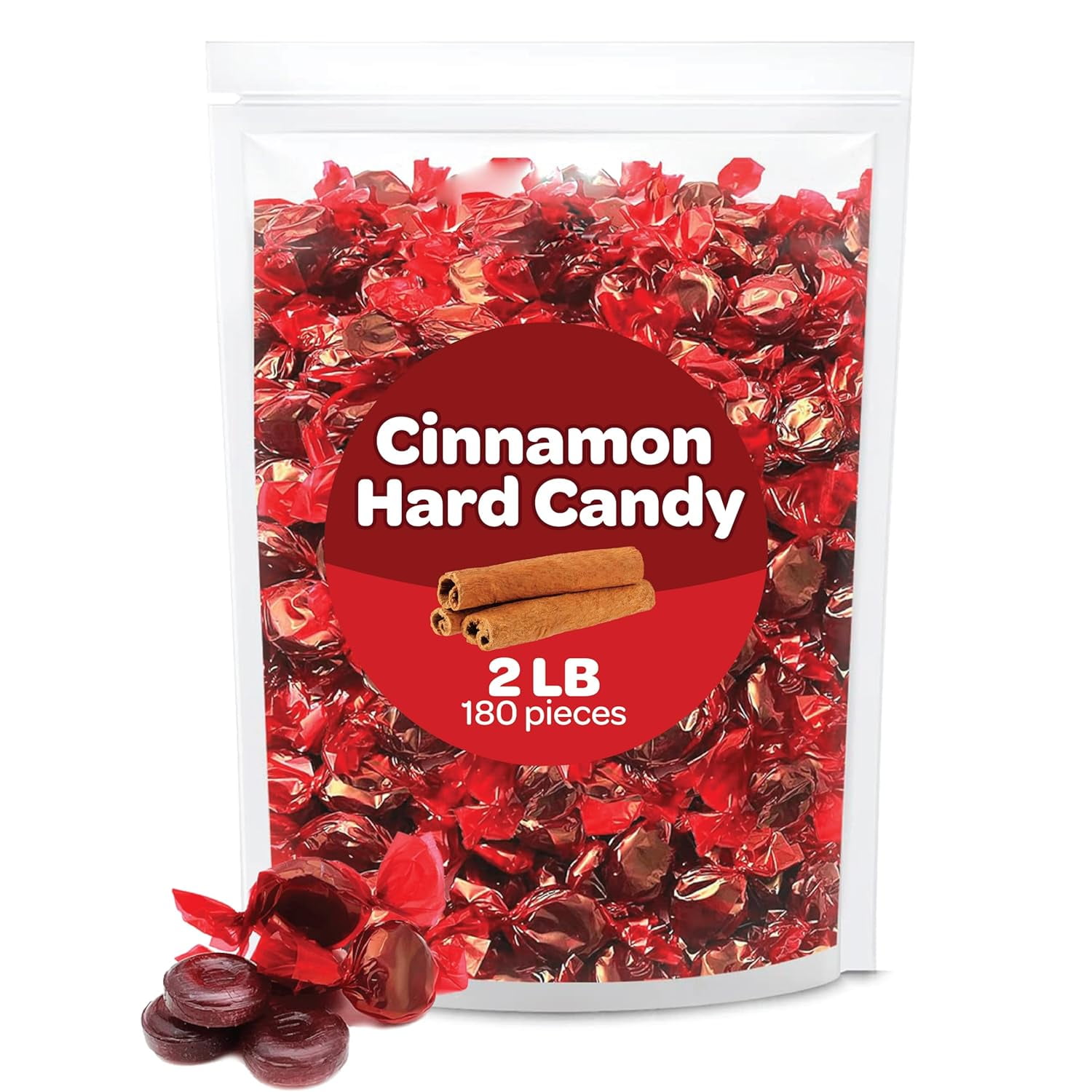 Funtasty Cinnamon Disks Hard Candy, Bulk Pack 2 Pound Bag